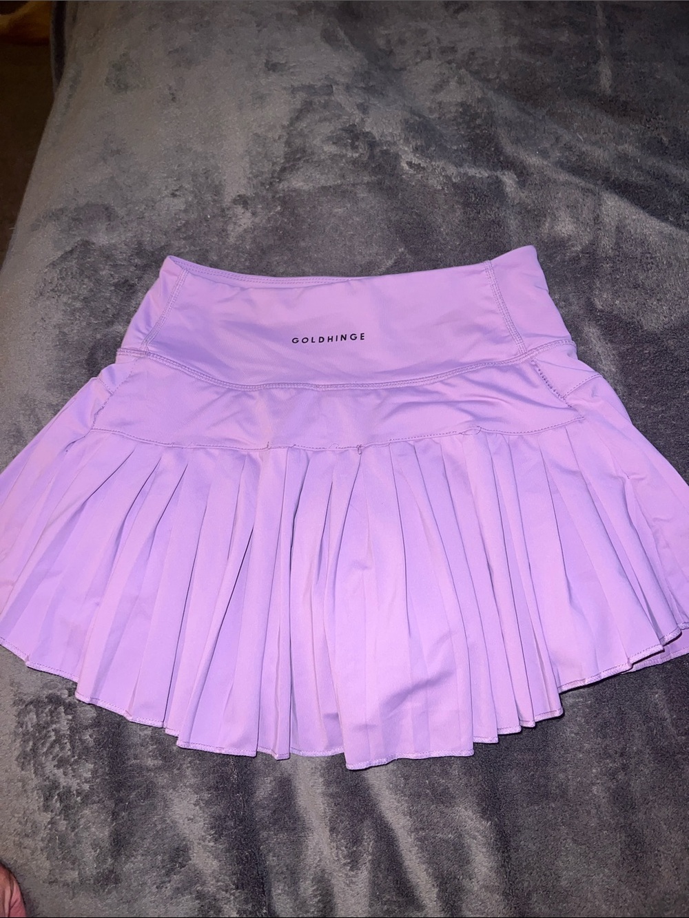 GoldHinge Lavender Pleated Skater Skirt with High Waist